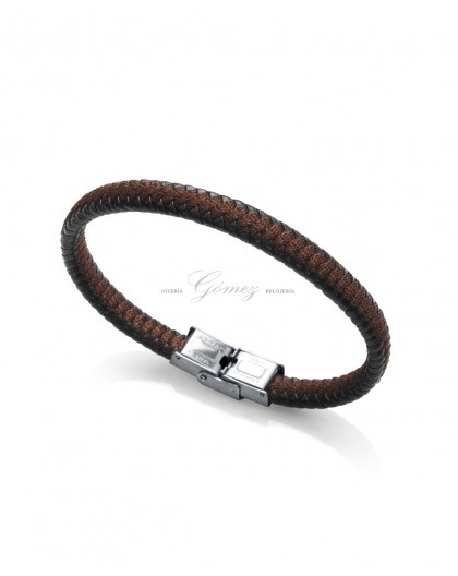 Pulsera de acero Viceroy y cuero marron y negro Ref. 1328P01011