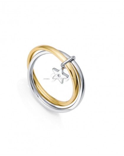 Anillo de acero bicolor Viceroy con circonita Ref. 75311A01412