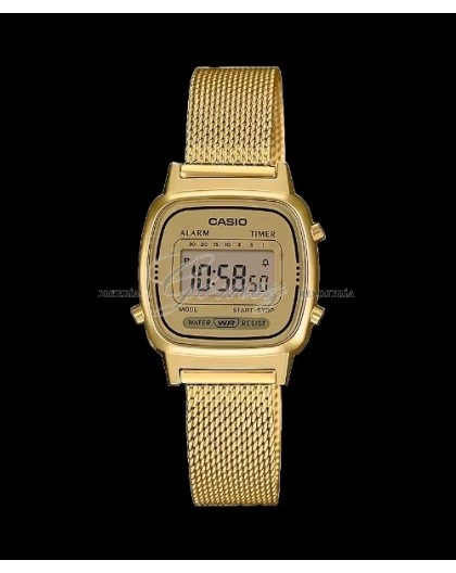 Reloj De Pulsera Casio La-670 Digital Para Mujer Color Dorado